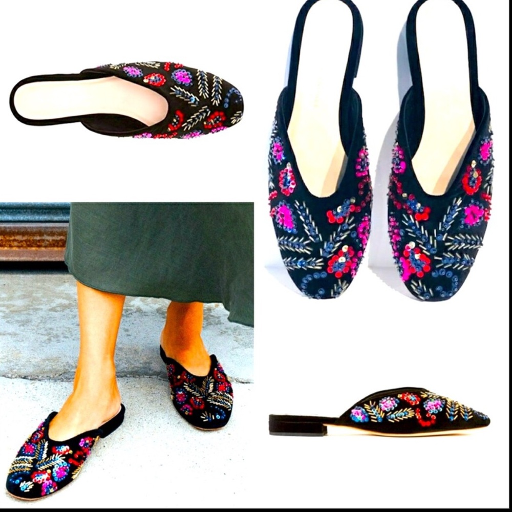 Loeffler Randall Quin Embellished Velvet Mules Women Color Multi Size 7